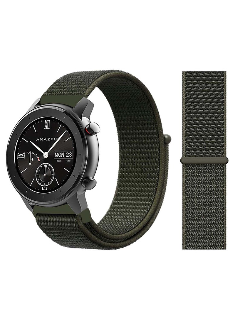 Perfii Nylon Loop Replacement Band 20mm For Amazfit GTR 42mm Cargo Khaki