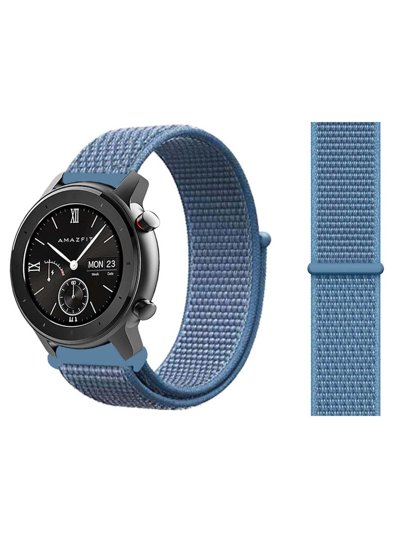 Perfii Nylon Loop Replacement Band 20mm For Amazfit GTR 42mm Cape Blue 