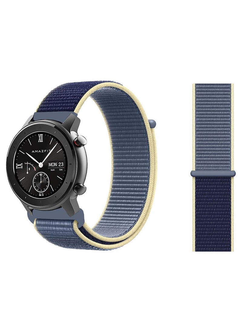 Perfii Nylon Loop Replacement Band 20mm For Amazfit GTR 42mm Alaskan Blue