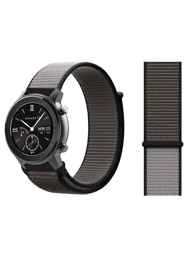 Perfii Nylon Loop Replacement Band 20mm For Amazfit GTR 42mm Anchor Grey