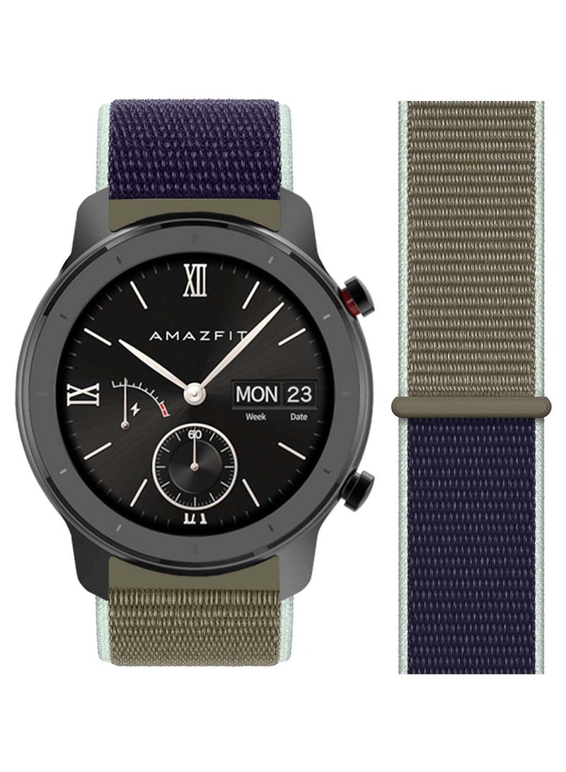 Perfii Nylon Loop Replacement Band 20mm For Amazfit GTR 42mm New Khaki