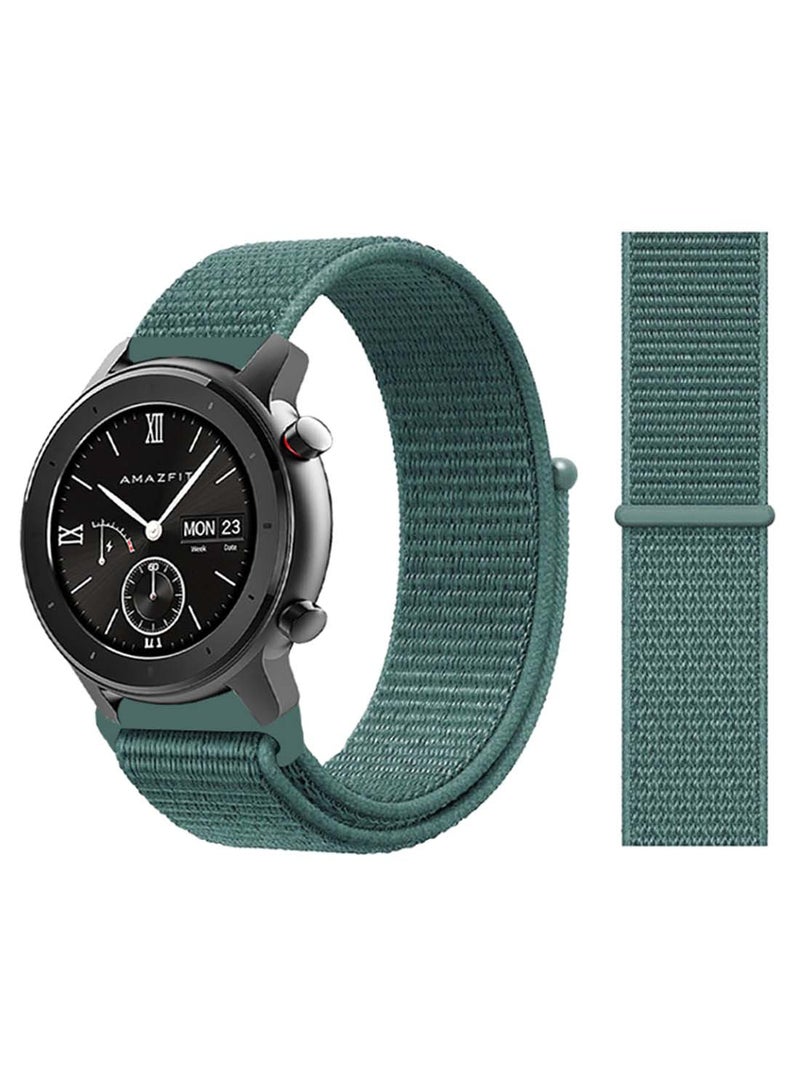 Perfii Nylon Loop Replacement Band 20mm For Amazfit GTR 42mm Pine Green 