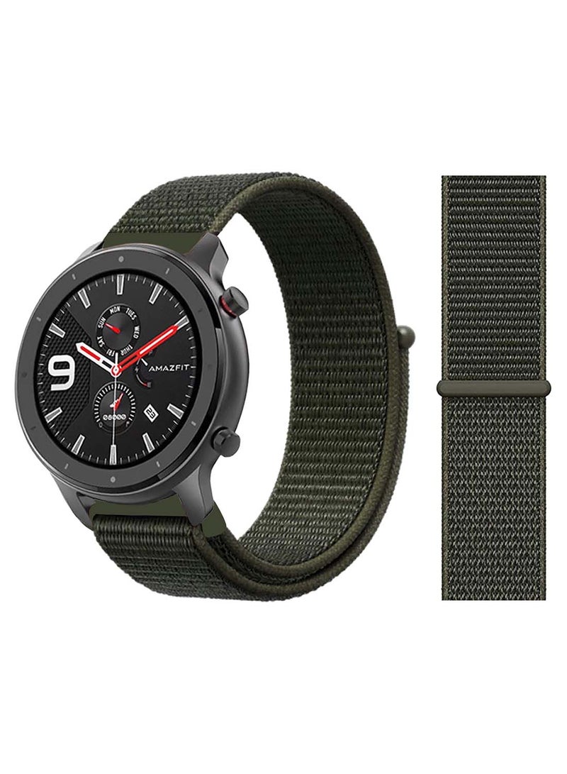 بيرفيي سوار بديل نيلون بحلقة مقاس 22 مم لساعة أمازفيت GTR مقاس 47 مم كاكي كارغو