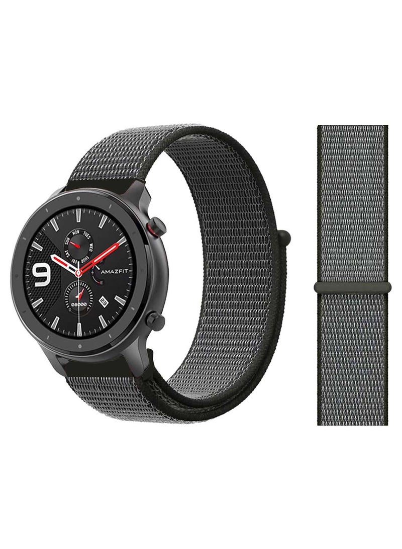 Perfii Nylon Loop Replacement Band 22mm for Amazfit GTR 47mm Dark Olive