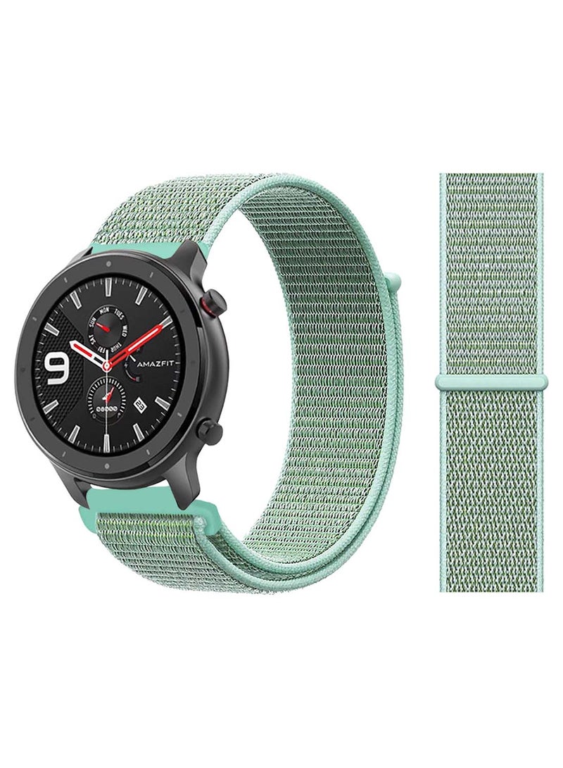 Perfii Nylon Loop Replacement Band 22mm for Amazfit GTR 47mm Marine Green