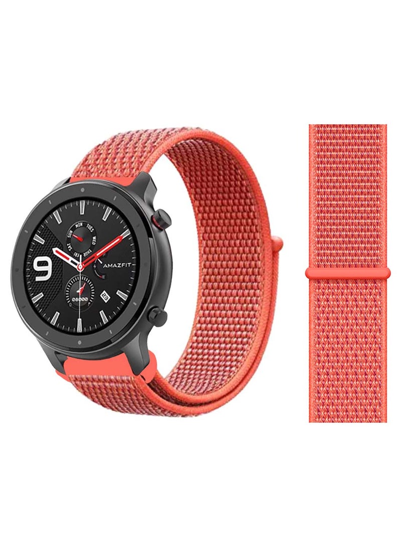 Perfii Nylon Loop Replacement Band 22mm for Amazfit GTR 47mm Nectarine