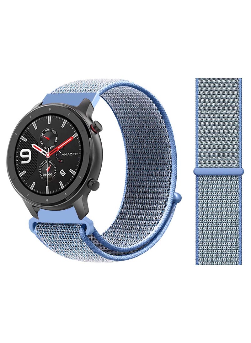 Perfii Nylon Loop Replacement Band 22mm for Amazfit GTR 47mm Tahoe Blue
