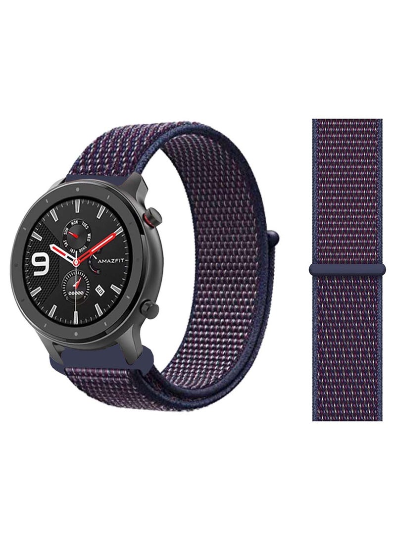Perfii Nylon Loop Replacement Band 22mm for Amazfit GTR 47mm Indigo