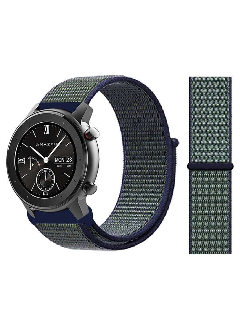 Perfii Nylon Loop Replacement Band 22mm for Amazfit GTR 47mm Midnight Fog 