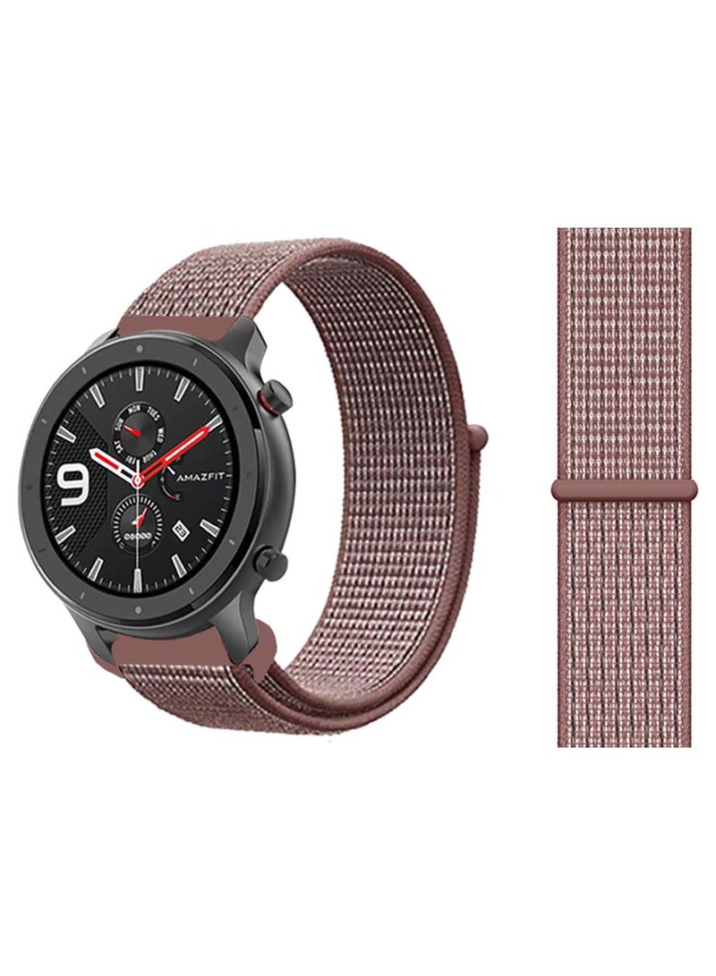 بيرفيي سوار بديل نيلون بحلقة مقاس 22 مم لساعة أمازفيت GTR مقاس 47 مم موف دخاني