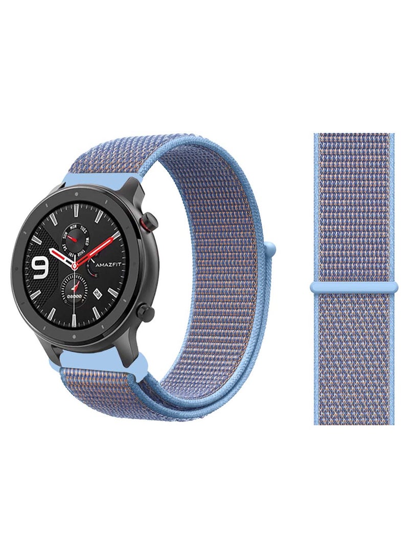 Perfii Nylon Loop Replacement Band 22mm for Amazfit GTR 47mm Cerulean