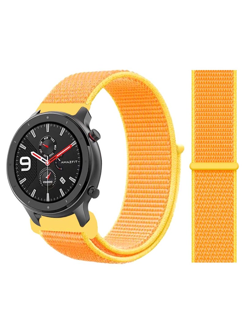 Perfii Nylon Loop Replacement Band 22mm for Amazfit GTR 47mm Casary Yellow