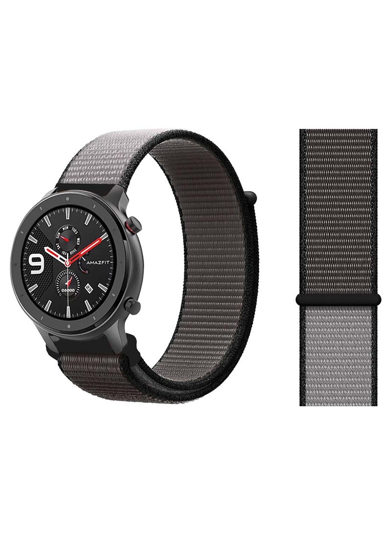 بيرفيي سوار بديل نيلون بحلقة مقاس 22 مم لساعة أمازفيت GTR مقاس 47 مم رمادي أنكور