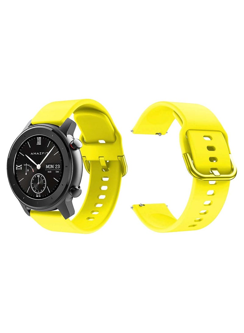 Perfii Official Solid Silicon Replacement Band 20mm For Amazfit GTR 42mm Round Yellow