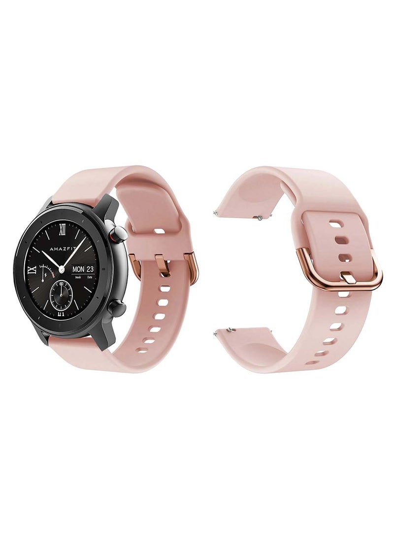 Perfii Official Solid Silicon Replacement Band 20mm For Amazfit GTR 42mm Round Pink