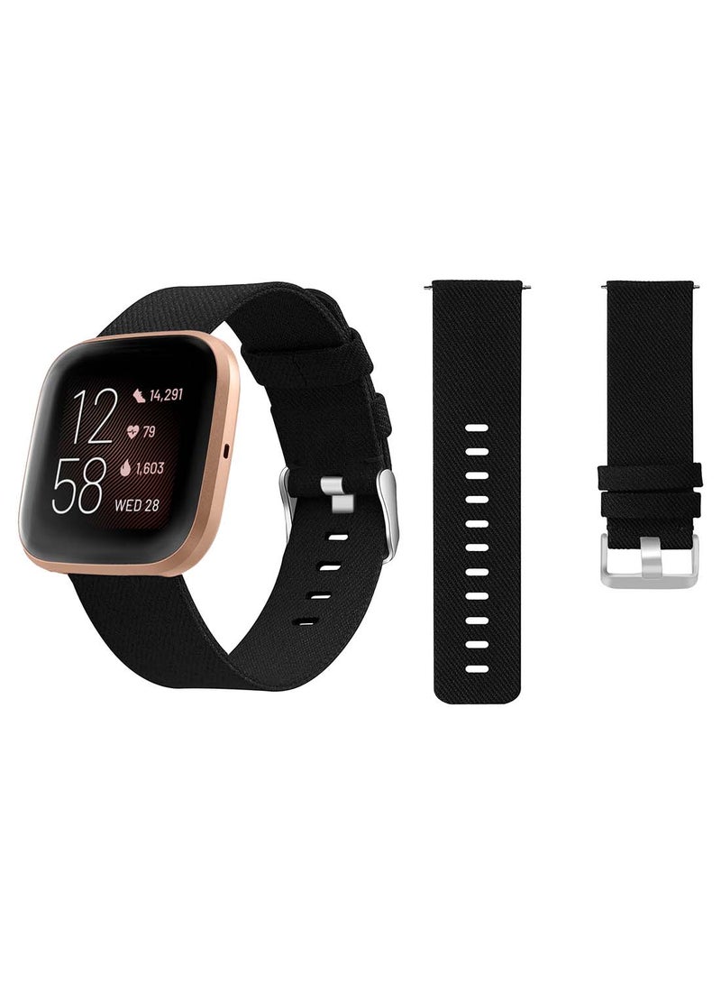 بيرفيي سوار بديل نسيجي لساعة فيرسا 2/1/Lite/SE أسود