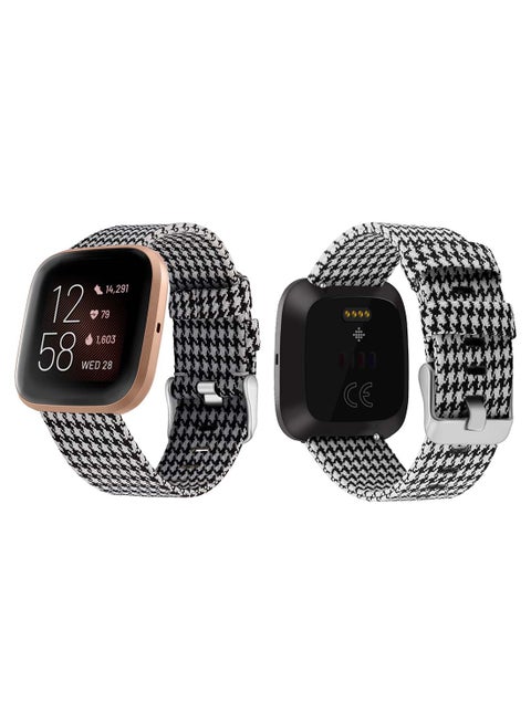 Fabric Replacement Band for Fitbit Versa 2/1/Lite/SE Black/White
