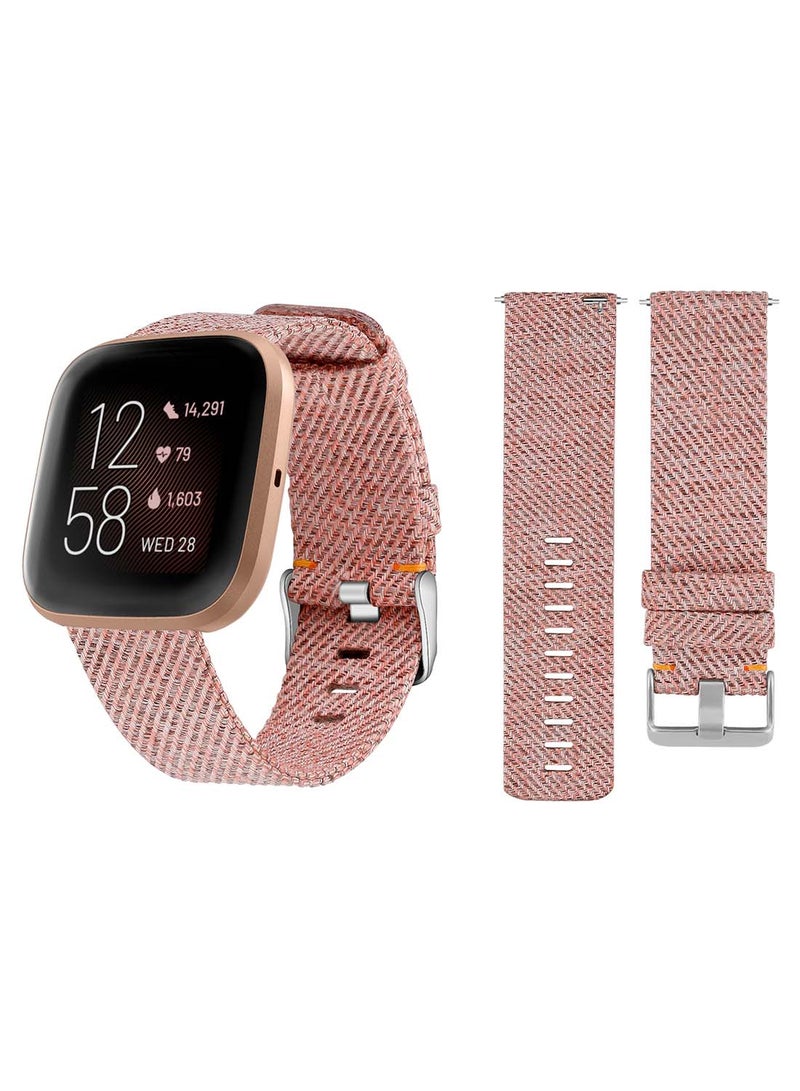 Perfii Fabric Replacement Band for Fitbit Versa 2/1/Lite/SE Pink