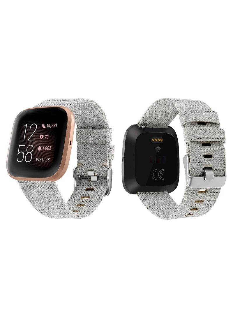 Perfii Fabric Replacement Band for Fitbit Versa 2/1/Lite/SE Light Grey - Image 2