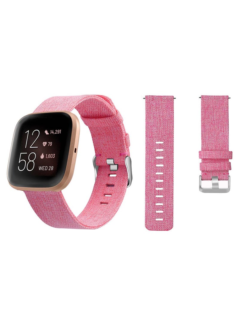 Perfii Fabric Replacement Band for Fitbit Versa 2/1/Lite/SE Rose Red 
