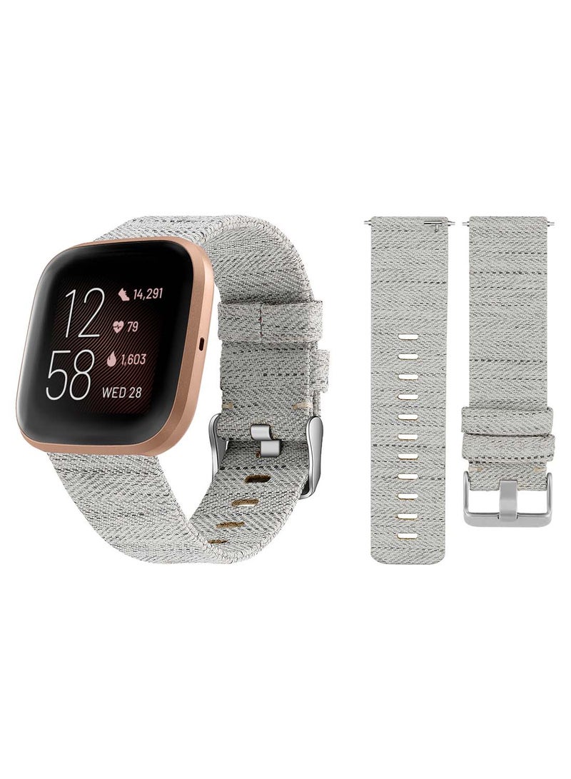 Perfii Fabric Replacement Band for Fitbit Versa 2/1/Lite/SE Light Grey - Image 1
