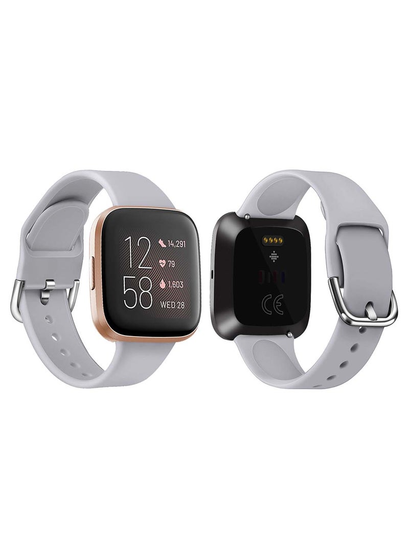 Perfii Official Solid Silicon Replacement Band For Fitbit Versa 2/1/Lite/SE Light Grey