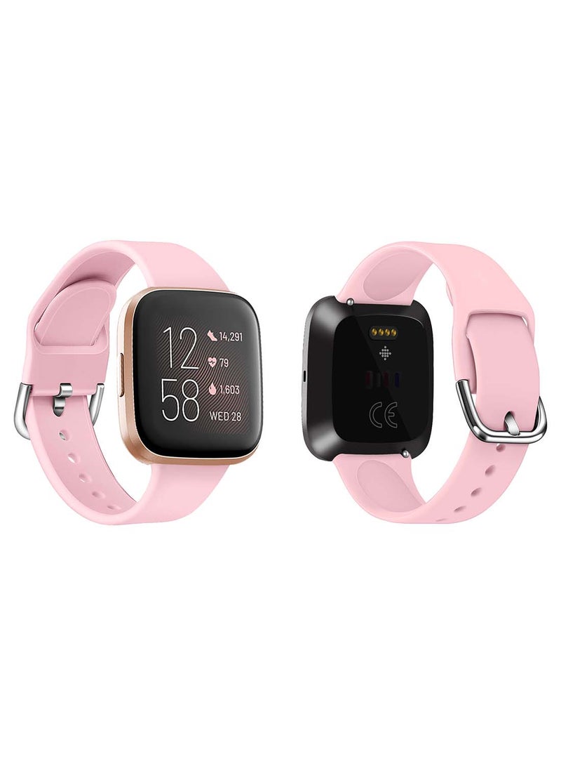 Perfii Official Solid Silicon Replacement Band For Fitbit Versa 2/1/Lite/SE Pink