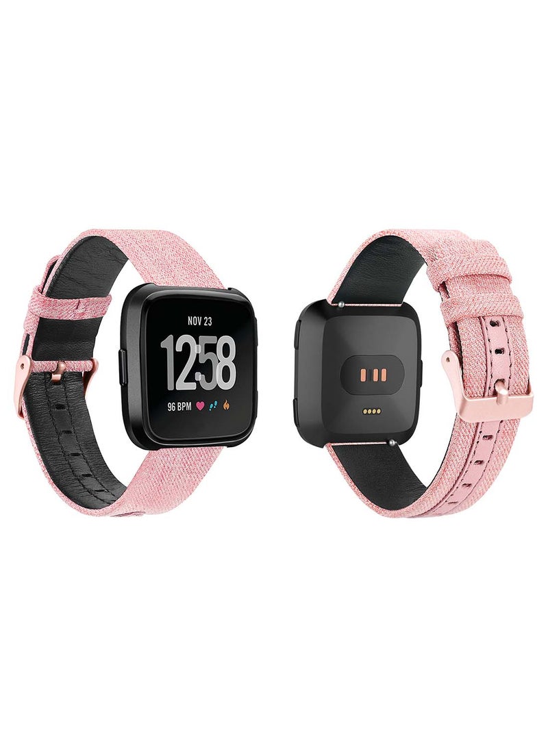 Perfii Fabric Leather Replacement Band for Fitbit Versa 2/1/Lite/SE Orange