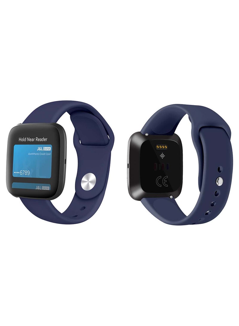 Perfii Official Solid Silicon Replacement Band For Fitbit Versa 2/1/Lite/SE Dark Blue