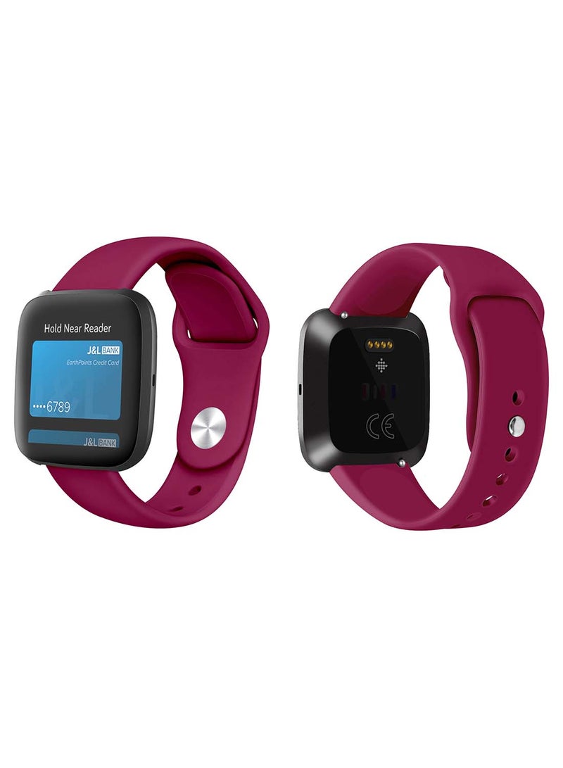 Perfii Official Solid Silicon Replacement Band For Fitbit Versa 2/1/Lite/SE Dark Red