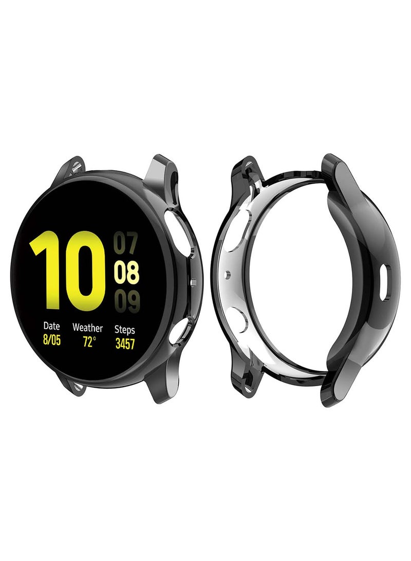 Perfii Solid Protective Bumper Case Cover For Samsung Active 2 Smart Watch 44mm Metallic Black