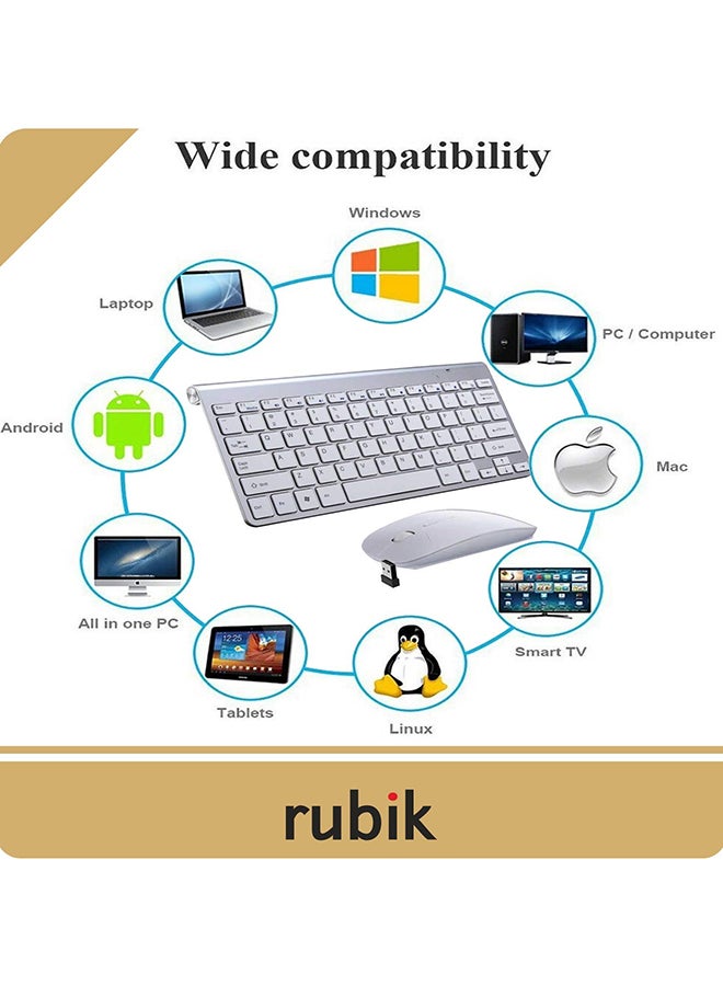 Rubik 2.4Ghz Wireless Keyboard And Mouse Set Silver  - Image 2