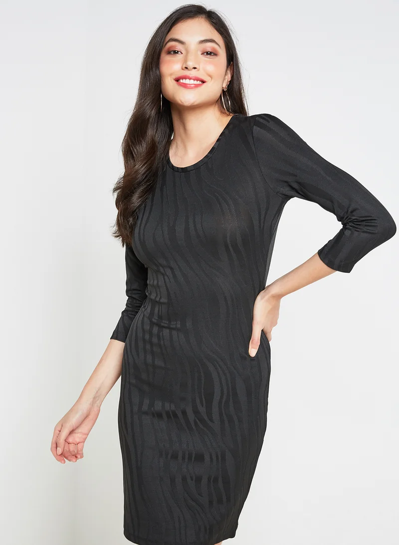 PIECES Zebra Print Dress Black