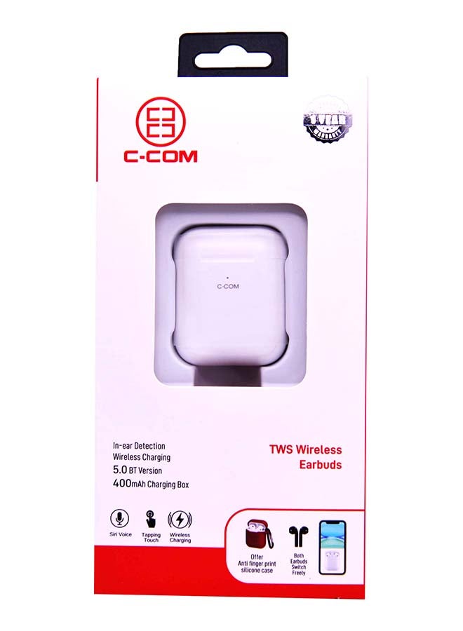 Wireless On-Ear Earbuds With Charging Case White - Image 4