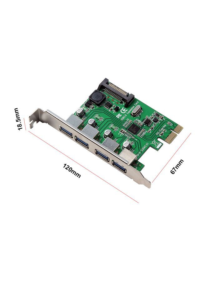ماركة غير محددة محول توزيع ب4 منافذ من PCI-E إلى USB 3.0 أسود/ فضي/ أخضر  - Image 3