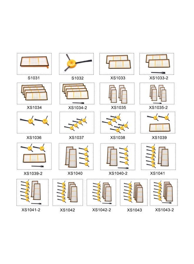 9-Piece Replacement Side Brushes And Filters Set H24301-17 White/Black/Yellow - Image 3