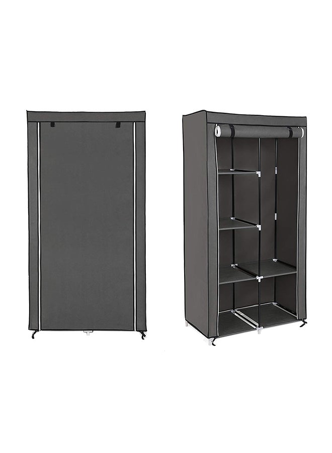 Generic Double Canvas Wardrobe Clothes Storage Organizer Grey 110 x 175 x 45centimeter  - Image 1