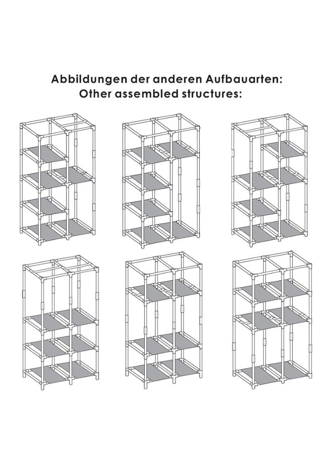 Generic Double Canvas Wardrobe Clothes Storage Organizer Grey 110 x 175 x 45centimeter  - Image 3