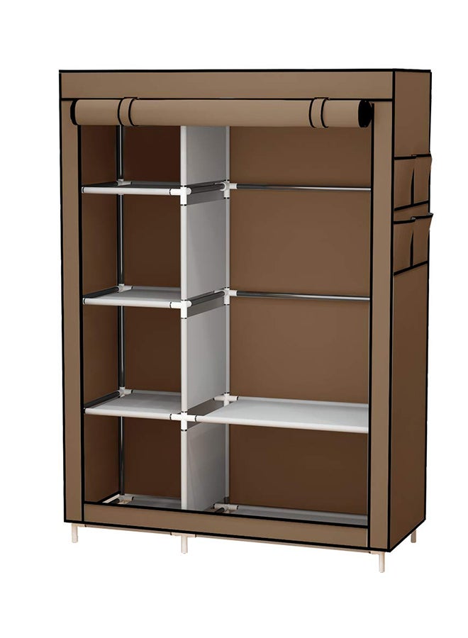 Generic Double Canvas Wardrobe Clothes Storage Organizer Brown 110 x 175 x 45centimeter  - Image 1