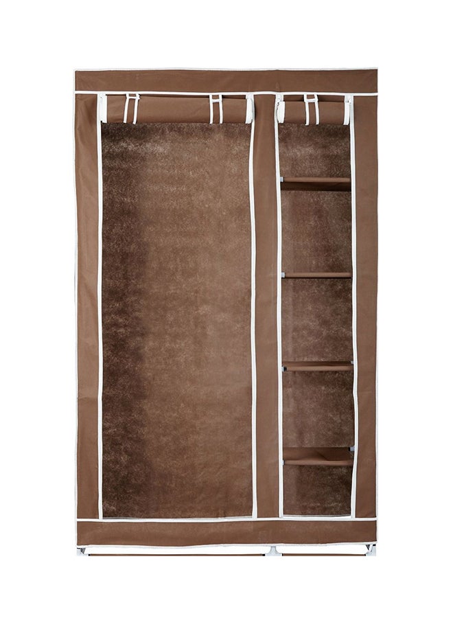 Generic Double Canvas Wardrobe Clothes Storage Organizer Brown 110 x 175 x 45centimeter  - Image 1