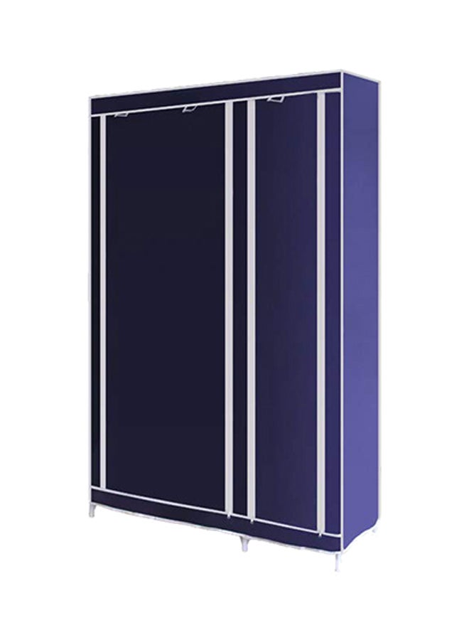 Double Canvas Wardrobe Clothes Storage Organizer Blue 110 x 175 x 45centimeter  - Image 1