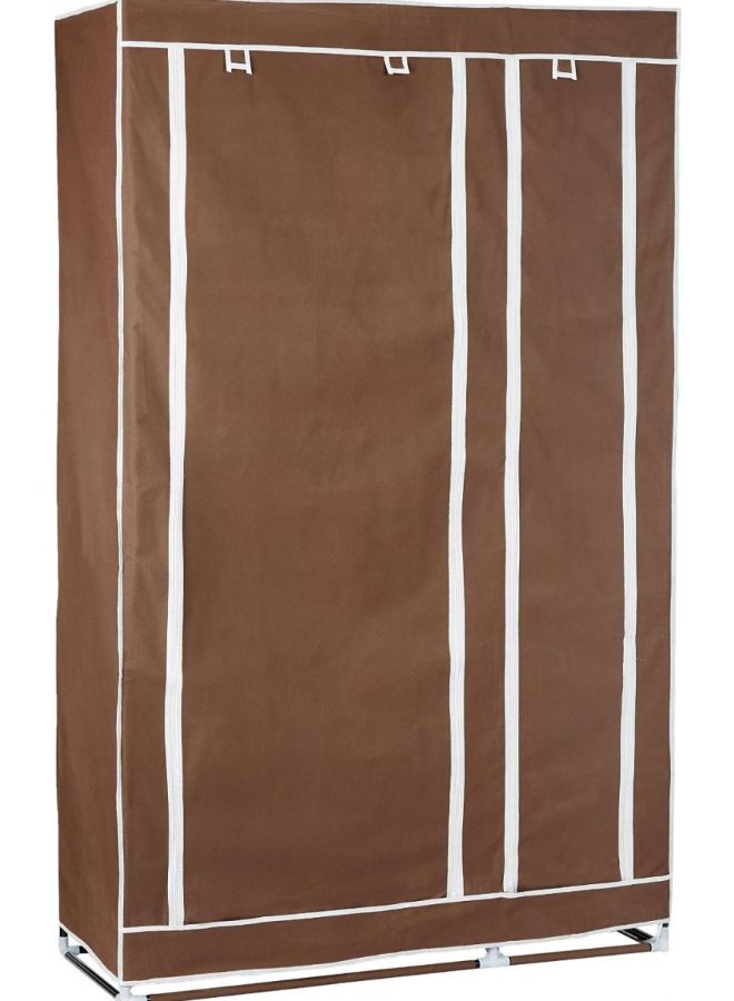 Generic Double Canvas Wardrobe Clothes Storage Organizer Brown 110 x 175 x 45centimeter  - Image 2