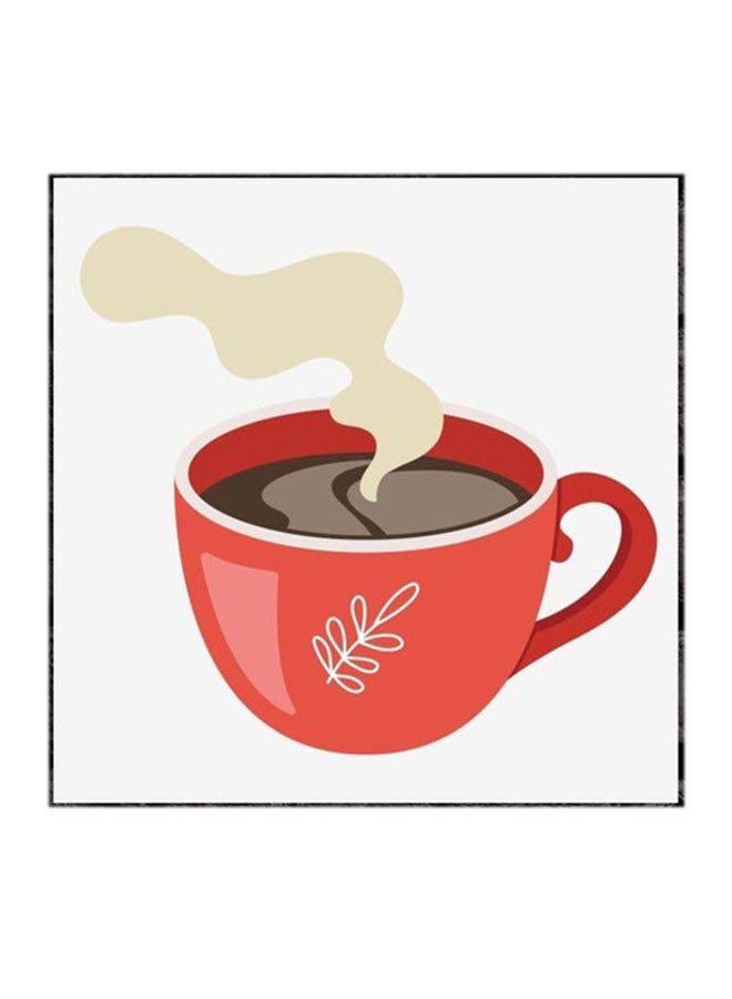 A Cup Of Coffee Themed Wooden Wall Art Multicolour 30 x 30centimeter