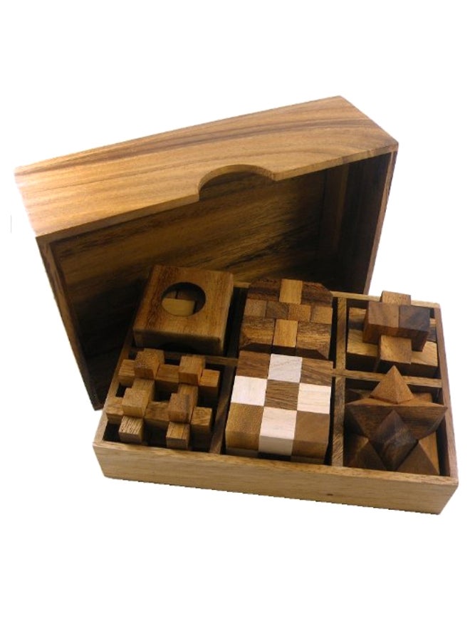6-Piece Wooden 3D Puzzle Gift Set With Box - Image 1