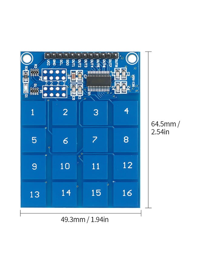 TTP229 16 Channel Capacitive Digital Touch Sensor Module Blue 12x1x8cm - Image 3