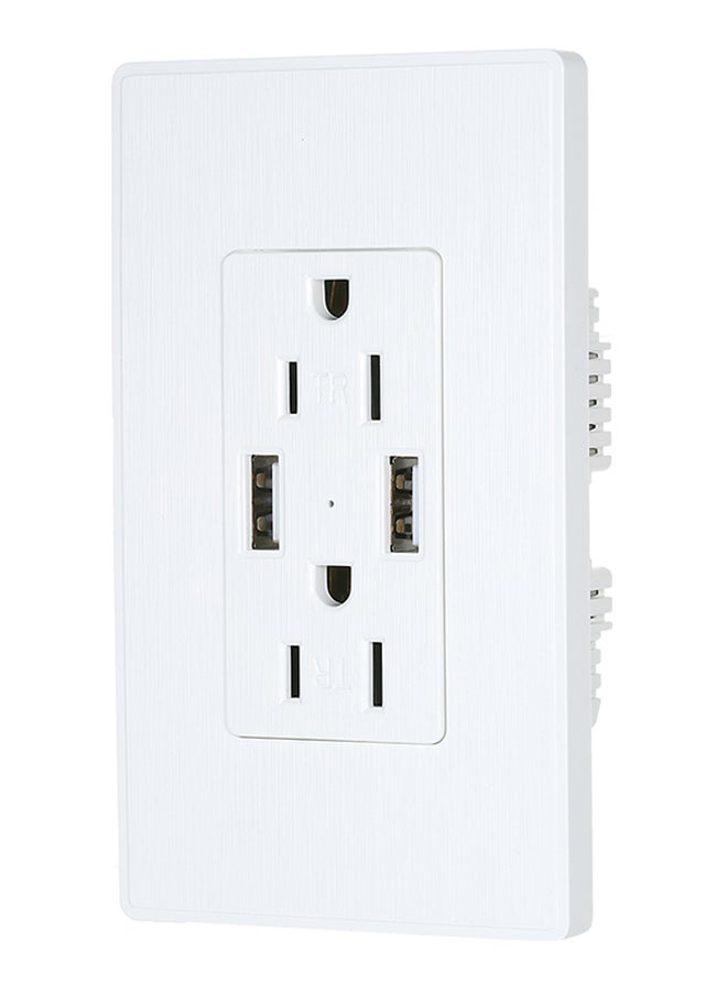 مقبس جداري بمنفذ USB مزدوج أبيض 12.5x4.5x7.5سم  - Image 1