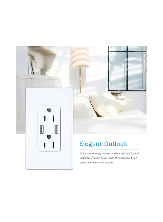 مقبس جداري بمنفذ USB مزدوج أبيض 12.5x4.5x7.5سم  - Image 4