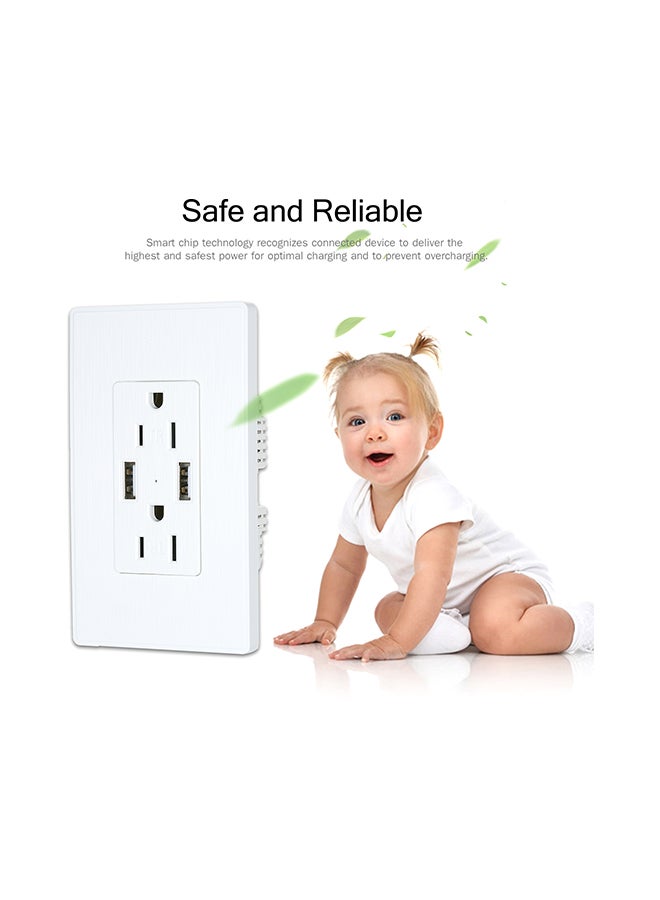 مقبس جداري بمنفذ USB مزدوج أبيض 12.5x4.5x7.5سم  - Image 3
