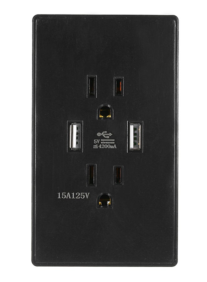 منفذ مقبس جداري بمنفذ USB مزدوج أسود 12.5x5x7.5سم  - Image 1