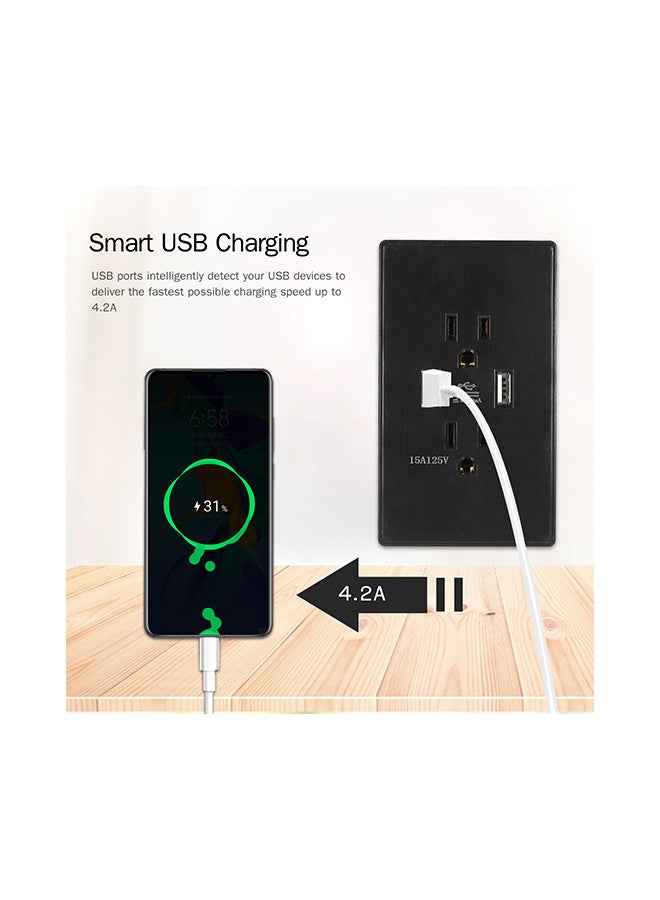 منفذ مقبس جداري بمنفذ USB مزدوج أسود 12.5x5x7.5سم  - Image 4